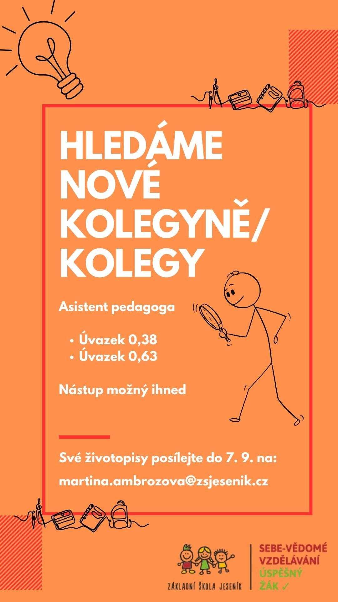Hledáme asistenta/asistentku pedagoga – nástup možný ihned