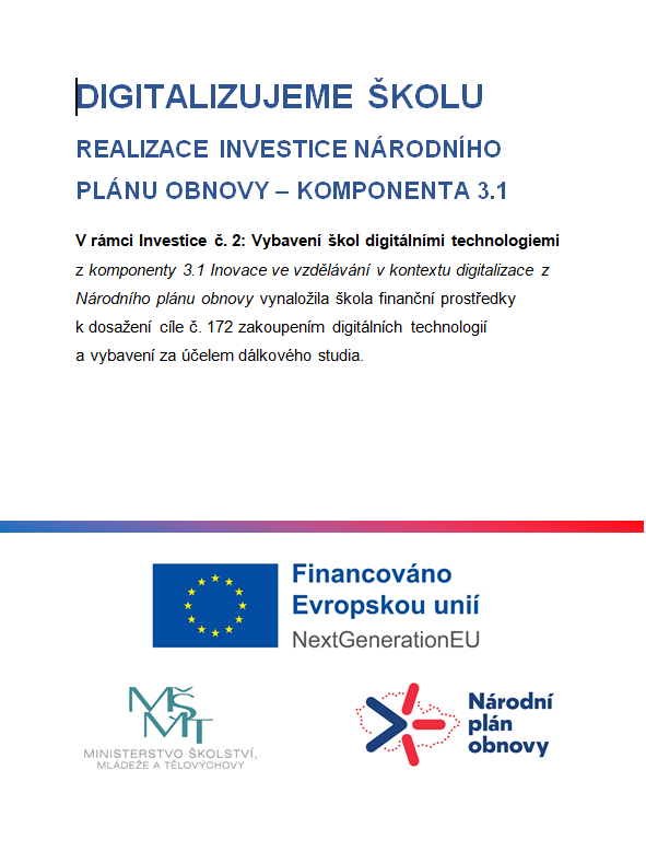 Digitalizujeme školu realizace investice národního plánu obnovy