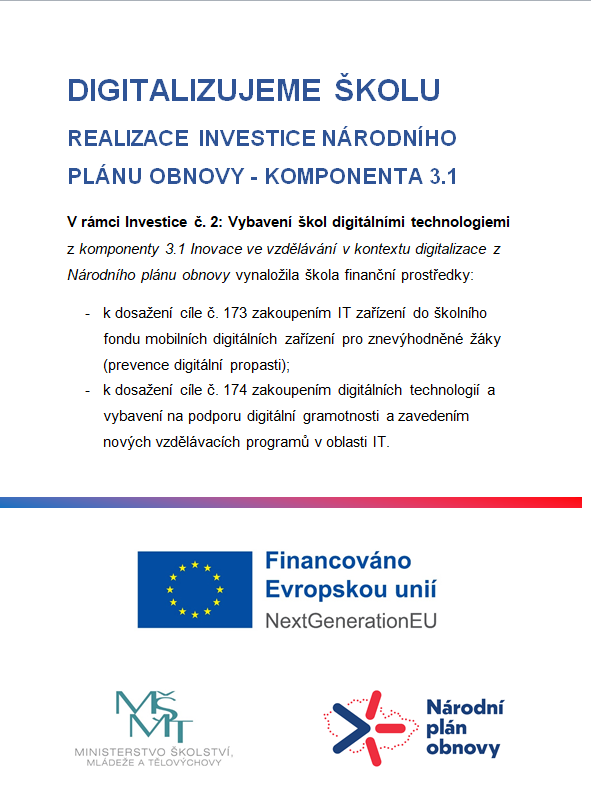 Digitalizujeme školu realizace investice národního plánu obnovy