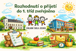 Rozhodnutí o přijetí do 1. tříd zveřejněno