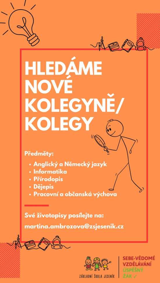 Hledáme učitele na 2. stupeň ZŠ