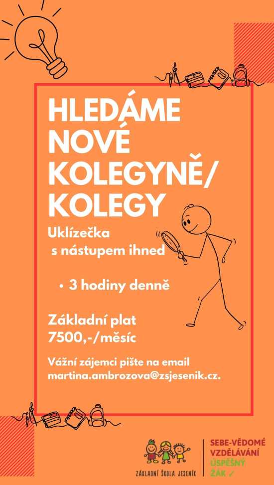 Hledáme uklízečku – nástup ihned